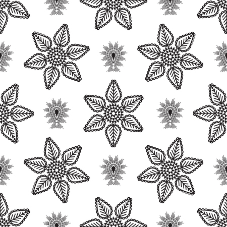 Paisley drop and line flower patternのイラスト素材