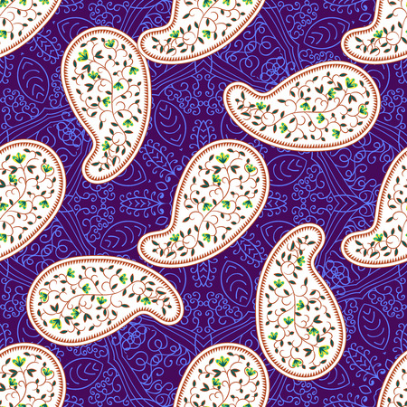 Paisley floral seamless patternのイラスト素材