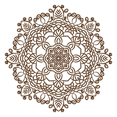 Hand drawn henna tattoo mandala. Vector lace ornament. Indian, asian or arabic art.のイラスト素材