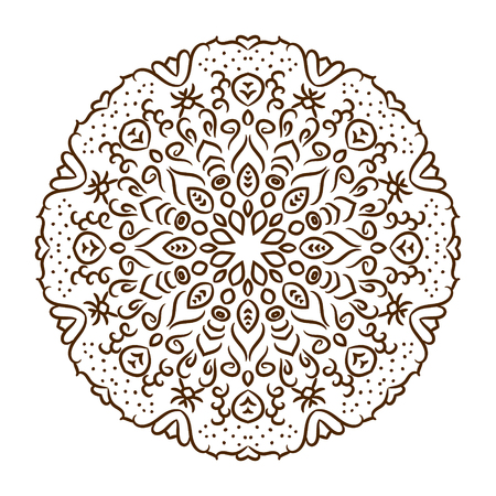 Hand drawn henna tattoo mandala. Vector lace ornament. Indian, asian or arabic art.のイラスト素材