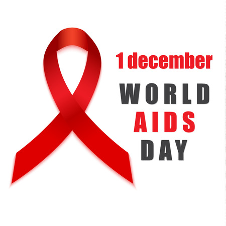 Aids hiv december day red ribbon awareness symbol.のイラスト素材