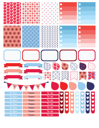 Winter planner sticker set for a week. Organizer or calendar note label tags.のイラスト素材