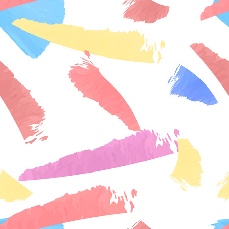 Abstract grunge ink colorful strokes vector seamless pattern. Paint brush rough strokes background.のイラスト素材