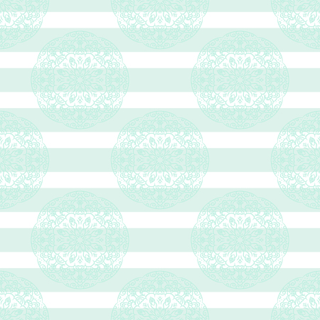 Baby blue mandala subtle striped seamless pattern. For invitation cards, shower templates, print fabric. Girls and wedding tender design.のイラスト素材