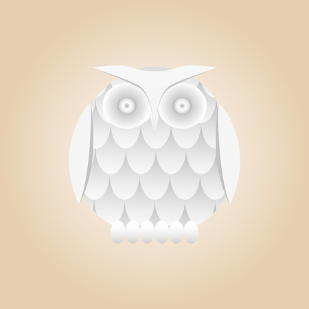 Vector white owl statuette isolated. Ceramic bird illustration for decor design.のイラスト素材