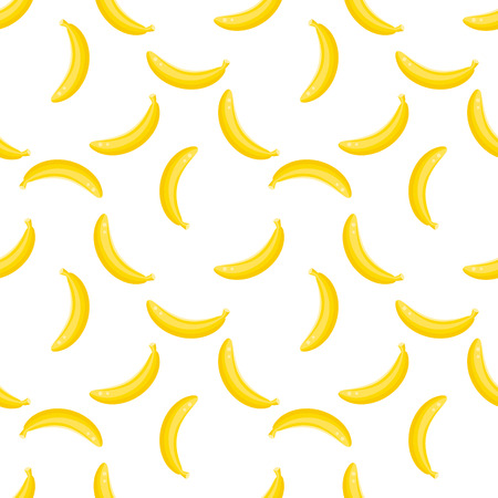 Banana fruit seamless vector pattern. Yellow banana food background on white.のイラスト素材
