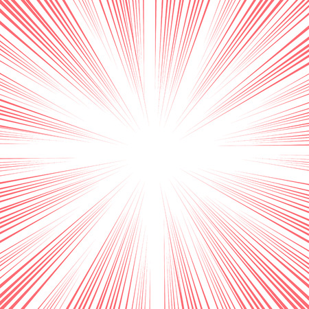 comic book speed lines background. Starburst red explosion in manga anime or pop art style.のイラスト素材