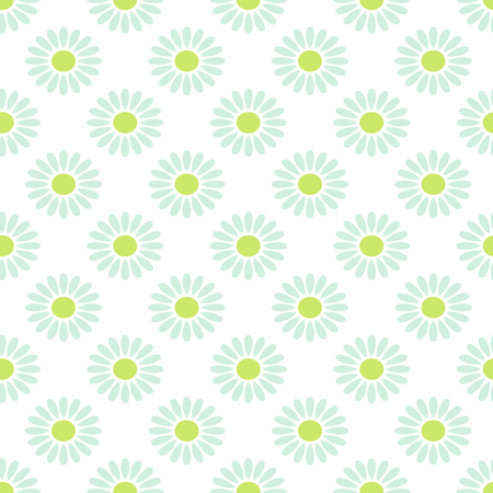 Daisy chamomile vector seamless pattern. Light baby blue camomile floral background for wrapping, textile or linen.のイラスト素材