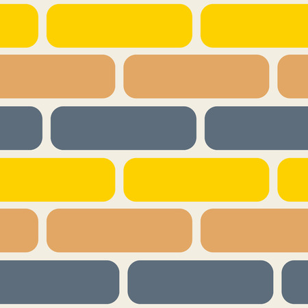 Color bricks seamless vector pattern. Grey, yellow and orange brick wall wallpaper background.のイラスト素材