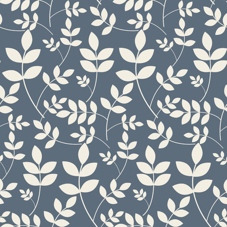 Leaves branches floral seamless beige and blue vector pattern. Nature background for wedding invitations or wallpaper texture.のイラスト素材