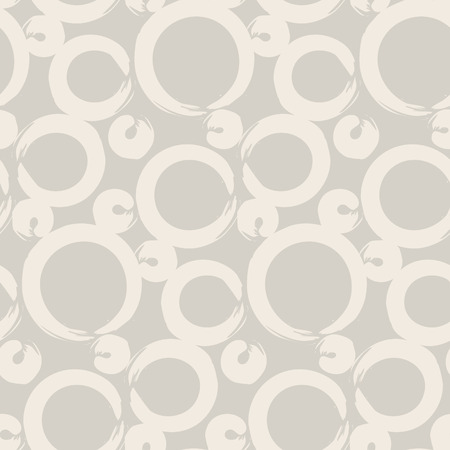 Abstract geometric beige rings seamless vector pattern. Two colors monochrome textile ornament.のイラスト素材