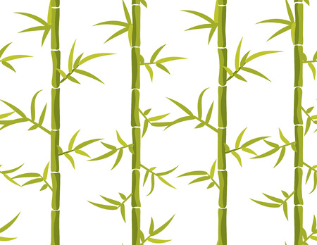 Bamboo seamless green and white leaf vertical asian chinese pattern.のイラスト素材