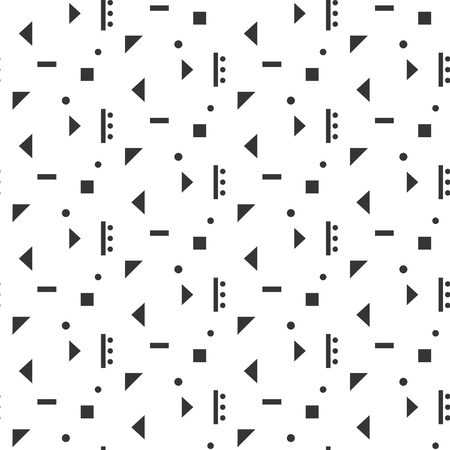 Abstract geometric shapes white seamless pattern. Vintage geometry inspired seamless grey on white.のイラスト素材
