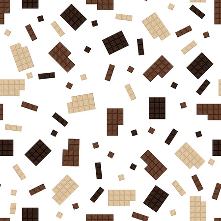 Chocolate bar seamless pattern. Milk and dark cocoa chocolate square tiles texture.のイラスト素材