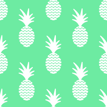 Pineapple simple vetor seamless background. Textile fabric green mint ananas pattern. Baby simple apparel and linen design.のイラスト素材