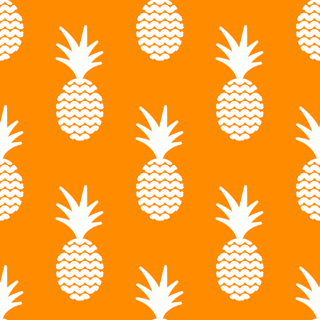 Pineapple simple vetor seamless background. Textile fabric orange ananas and white pattern. Baby simple apparel and linen design.のイラスト素材