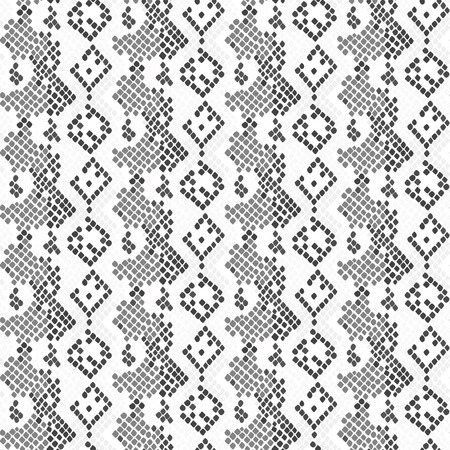 Serpent skin seamless light vector texture. Gray tone colors snake pattern ornament for textile fabric. Artificial reptile lizard leather pattern.のイラスト素材