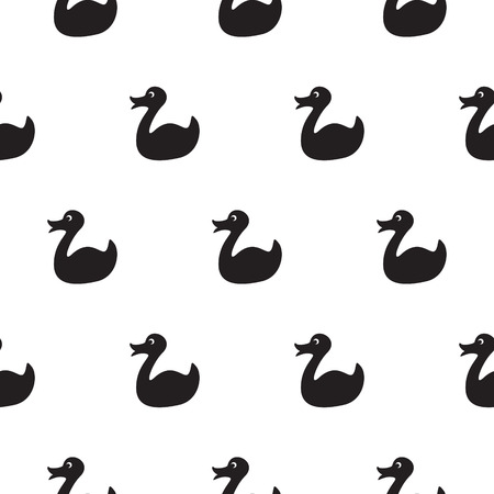Duck black and white kid pattern. Baby duck toy vector seamless pattern for fabric print and apparel.のイラスト素材