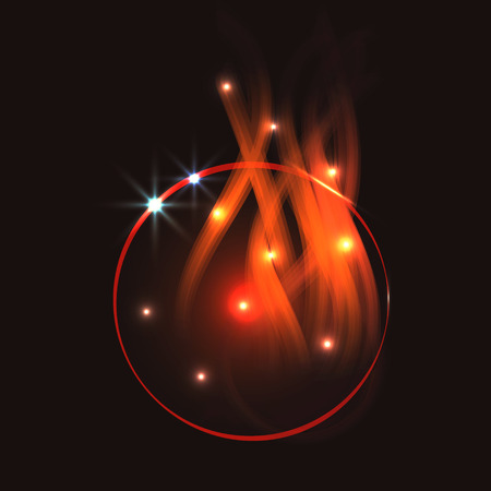 Fire circle abstract shape vector. Glowing sparks particles.のイラスト素材