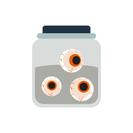 Halloween spooky embalmed eyes in glass jar vector icon. Eyeballs horror element.のイラスト素材