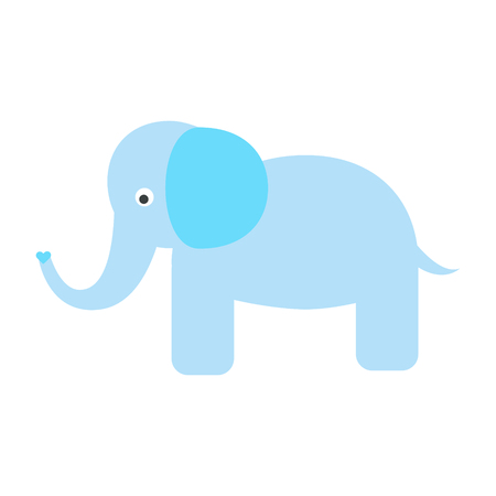Cute blue elephant vector illustration. Cartoon elephant wild safari animal for kid t-shirt prints and apparel.のイラスト素材