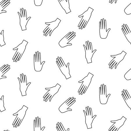 Hands hipster vector seamless pattern. Fun doodle background. Black line and white human arm pattern.のイラスト素材