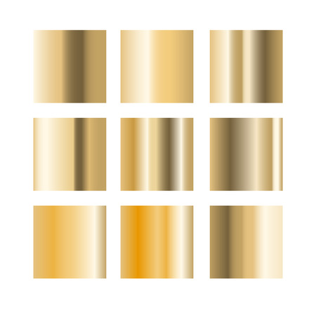Gold gradient palette swatches vector. Metallic colors.のイラスト素材