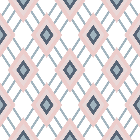 Rhombus geometric pastel pink seamless pattern.のイラスト素材