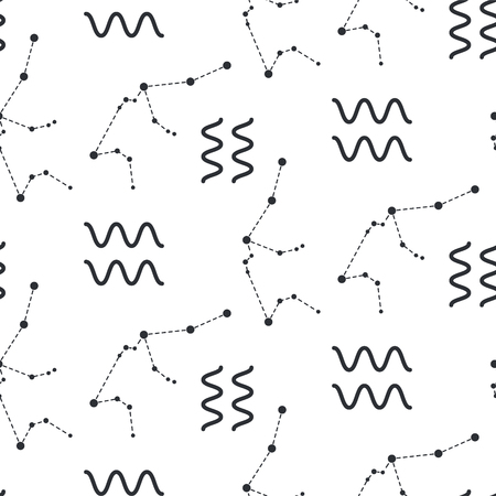 Aquarius constellation seamless vector pattern.のイラスト素材