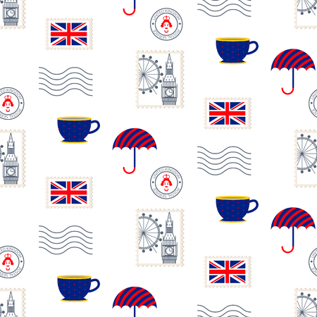 British symbols vector seamless pattern.のイラスト素材