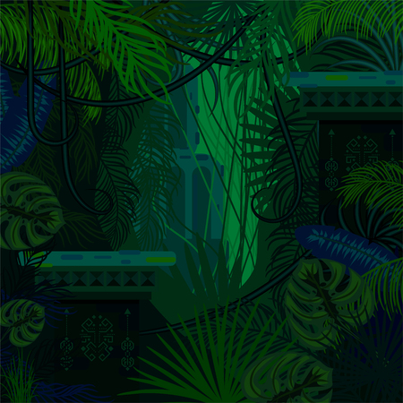 Dense foliage jungle nature background.のイラスト素材