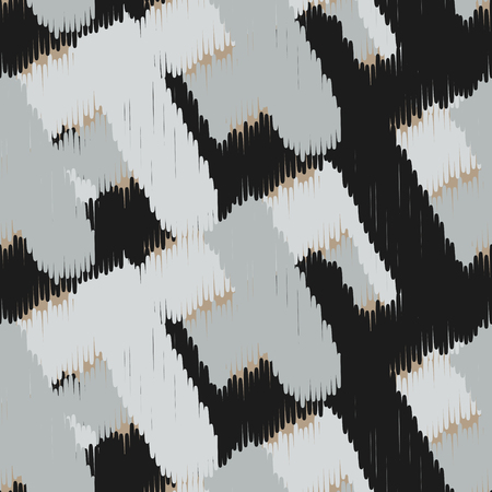 Ikat scribble swabs vector seamless pattern.