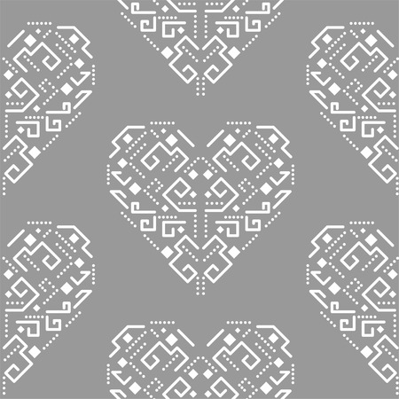 Navajo heart shape ornament seamless vector pattern.のイラスト素材