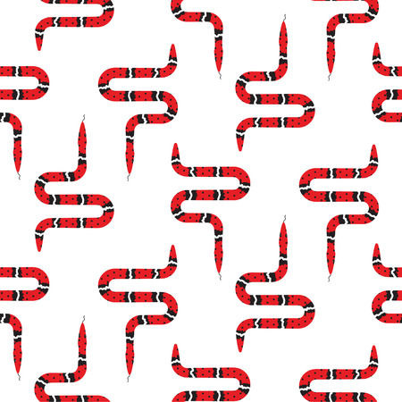 Red snake on white seamless pattern vector.のイラスト素材