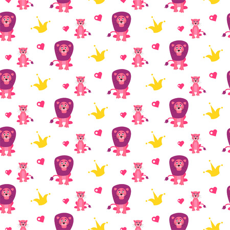 Cute lion and lioness pattern.のイラスト素材