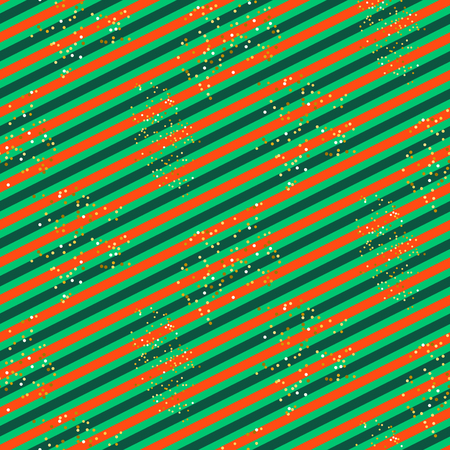 Diagonal red and green line seamless pattern with glitter. Striped background for festive wrap paper.のイラスト素材
