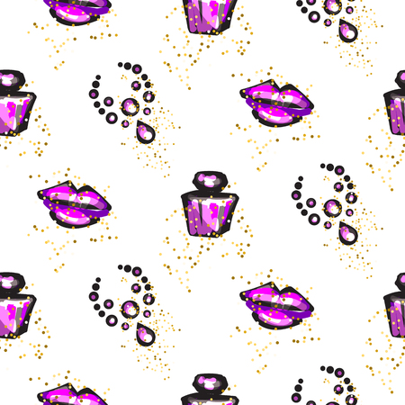 Purple and black glam chic feminine seamless pattern.のイラスト素材