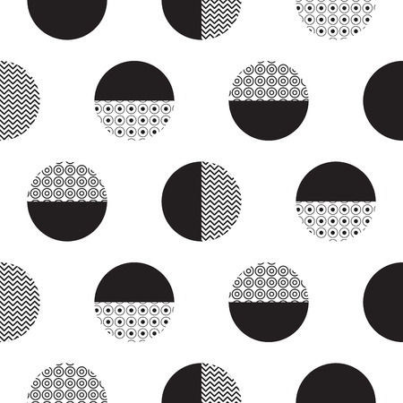 Geometric black and white dotted circles minimalistic pattern.のイラスト素材