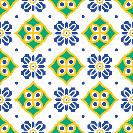 Blue and green mediterranean seamless tile pattern.のイラスト素材