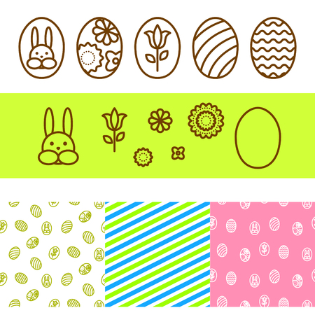Easter outline egg icons.のイラスト素材