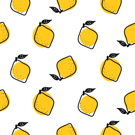 Yellow lemon with leavesのイラスト素材