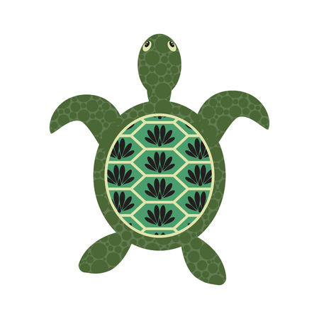 Turtle cartoon vector with decorated tortoiseshell.のイラスト素材