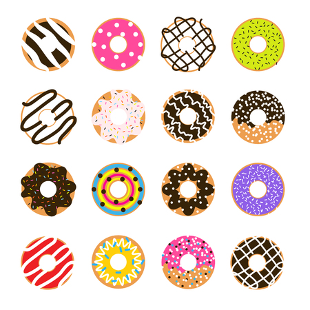 Donut vector set isolated on white.のイラスト素材