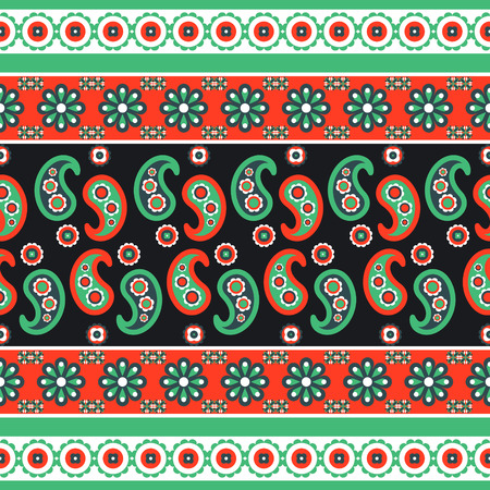 Paisley flower pattern seamless row vector. Vector illustration.のイラスト素材