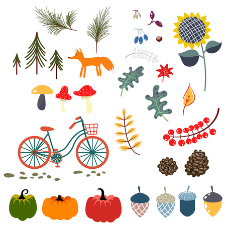 Autumn fall clip art vector illustrations.のイラスト素材