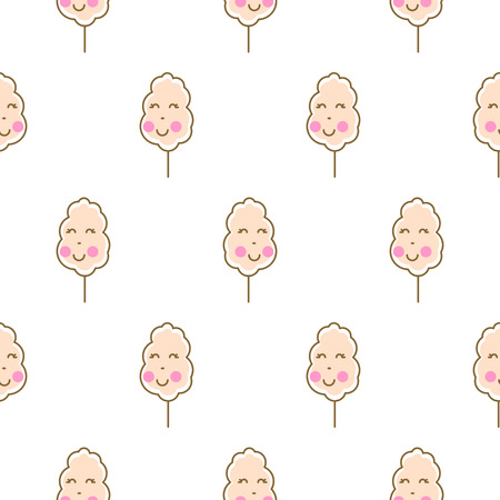 Cotton candy kawaii seamless vector pattern.のイラスト素材