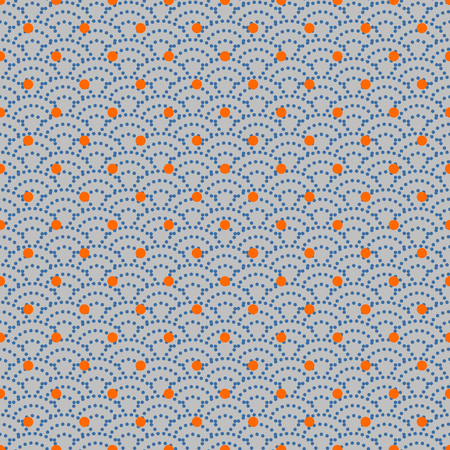 Japanese wave dotted traditional vector seamless pattern in gold line color style.のイラスト素材