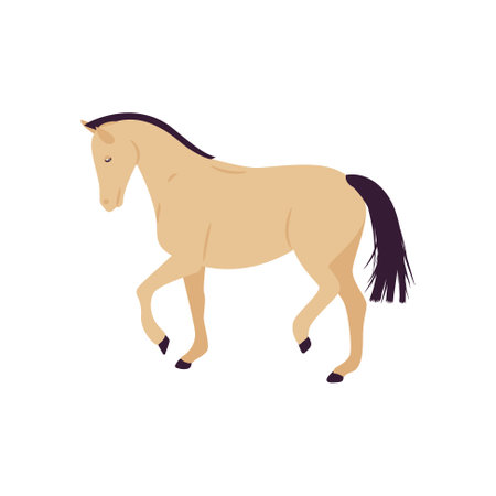 Cartoon horse vector illustration. Flat style pony.のイラスト素材