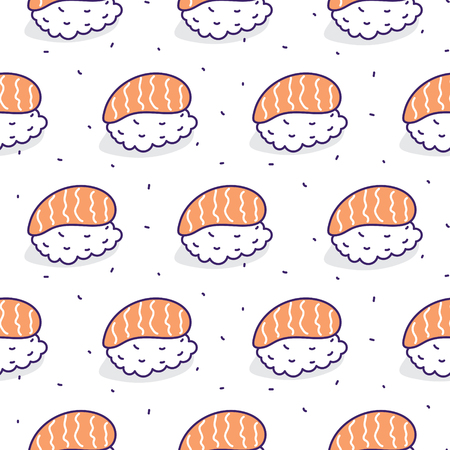 Sushi salmon seamless vector pattern.のイラスト素材