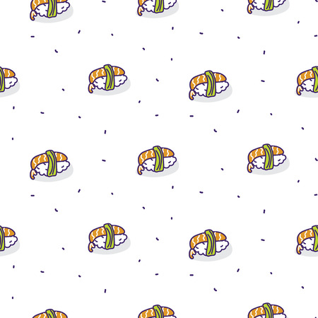 Sushi shrimp seamless vector pattern.のイラスト素材